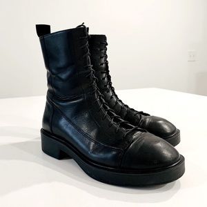 Vagabond Black Leather Combat Boots